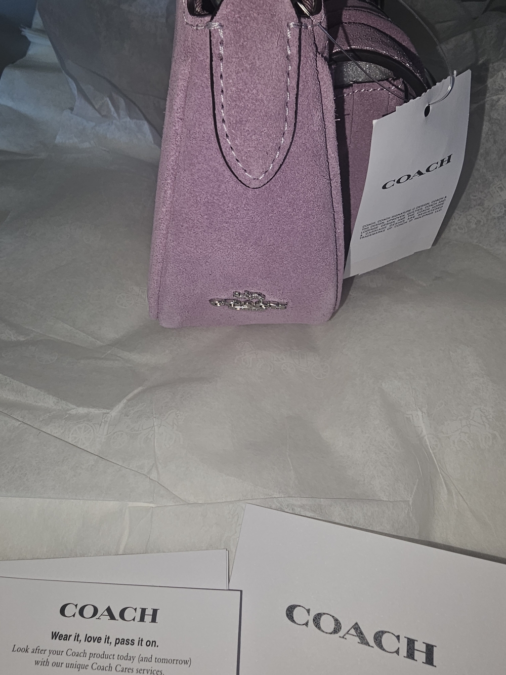 Coach NWT  Violet Suede Double-Pocket Crossbody Bag - Picture 4 of 4
